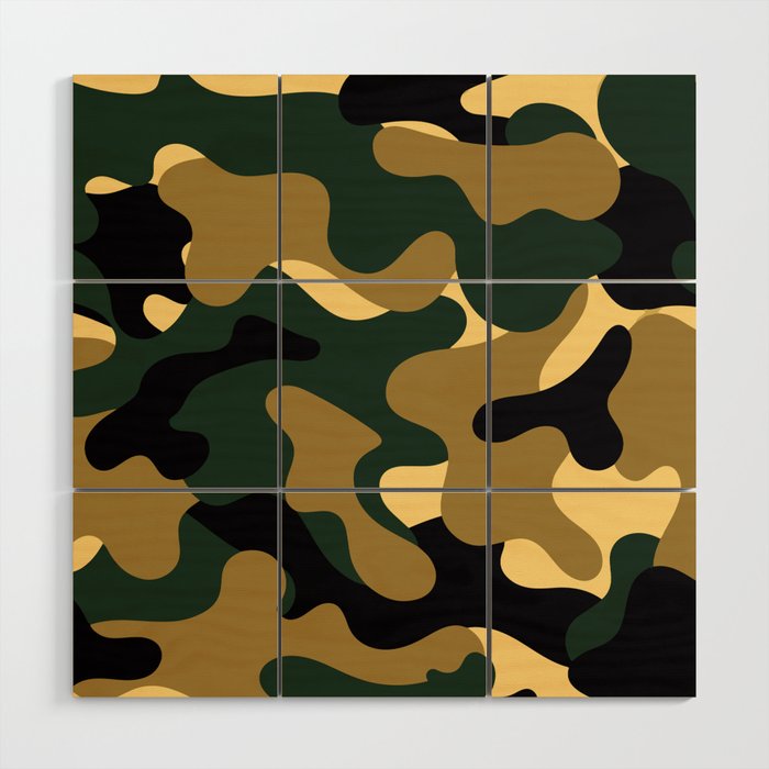 green camouflage pattern Wood Wall Art