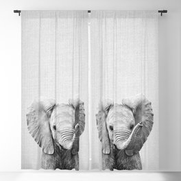 Baby Elephant - Black & White Blackout Curtain