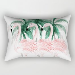 Three Flamingos Rectangular Pillow