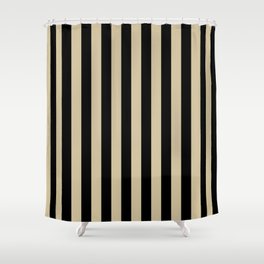 Vintage Biege and Black Straight Vertical Stripes  Shower Curtain