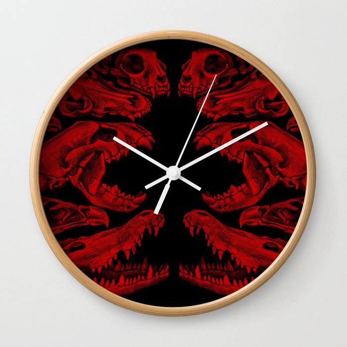 Carnivores in Red Wall Clock