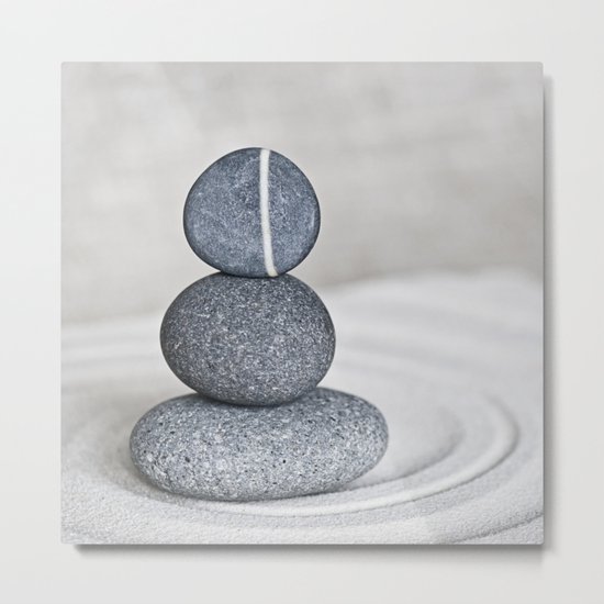 Zen cairn pebble stone balance grey Metal Print