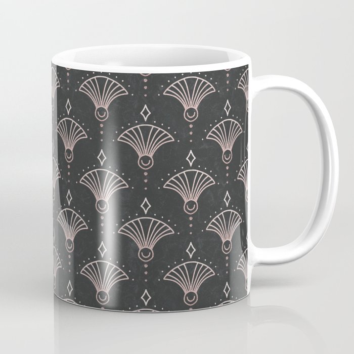 Elegant Luxury Art Deco Century Pattern Rose Gold Grey Coffee Mug