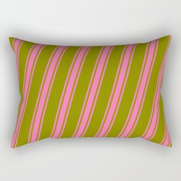 [ Thumbnail: Green & Hot Pink Colored Lines/Stripes Pattern Rectangular Pillow ]