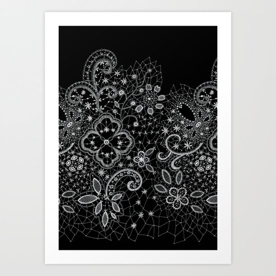 B&W Lace Art Print