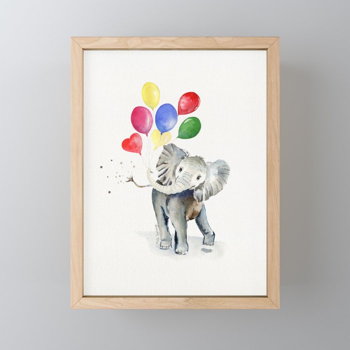 Happy Baby Elephant  Framed Mini Art Print