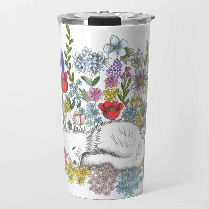 Fox in the midst of Flowers Travel Mug