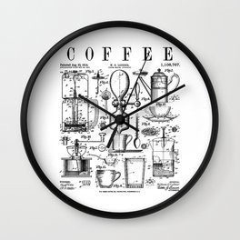 Coffee Drinker Lover Caffeine Addict Vintage Patent Print Wall Clock