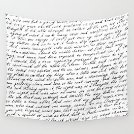 Monochrome background of careless ink writing. Handwritten letter texture. Vintage illustration Wall Tapestry