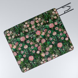 Old-Fashioned Rose Garden Picnic Blanket