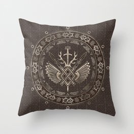 Gungnir - Spear of Odin Brown Leather and gold Throw Pillow