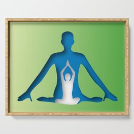 Yoga and meditation sun salutation position Serving Tray