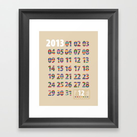Minimalist Calendar 2013 (Light version) Framed Art Print