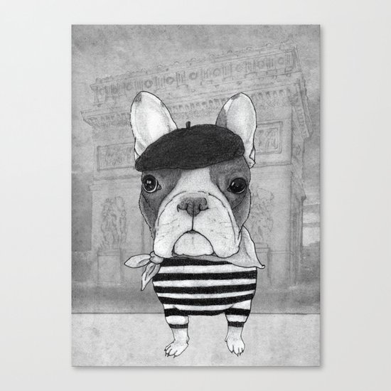 French Bulldog. (black and white version) Canvas Print