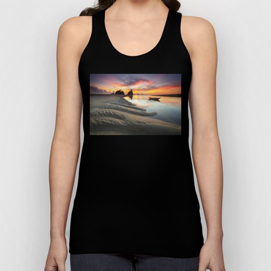 Canoe on the Water at Sunset Unisex Tank Top