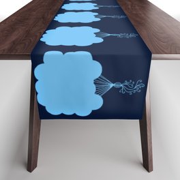 Pastel Blue Party Balloons Silhouette Table Runner