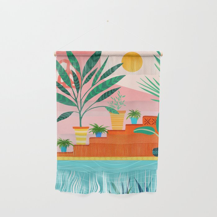 Costa Rica Poolside Landscape Wall Hanging