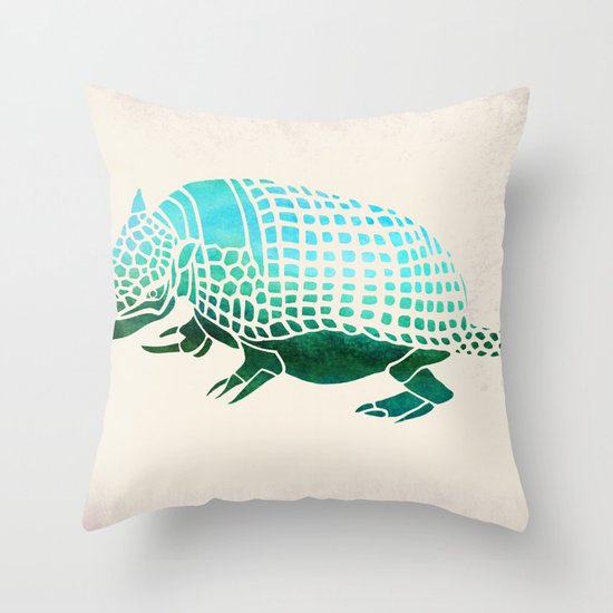 Watercolor Armadillo Throw Pillow