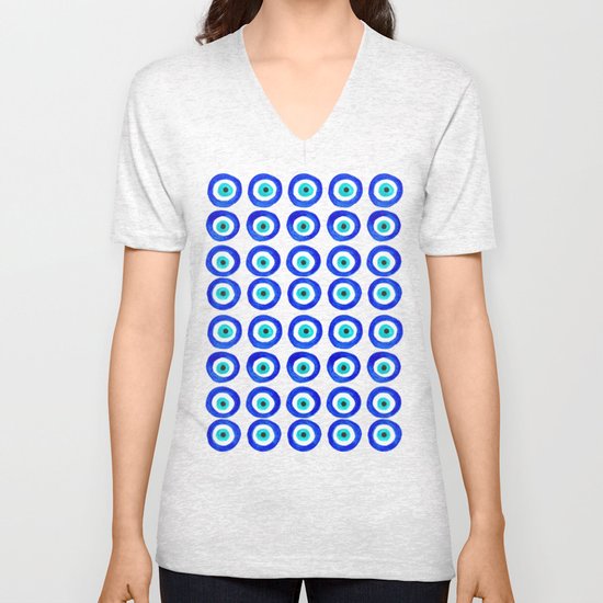 Evil Eye Talisman - on turquoise Unisex V-Neck