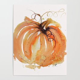 Abstract Watercolor Pumpkin Poster