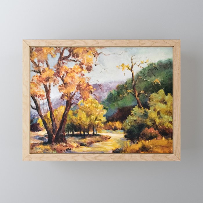 Fall Landscape Scene, Painting Framed Mini Art Print