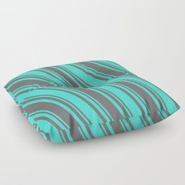 [ Thumbnail: Dim Gray and Turquoise Colored Stripes Pattern Floor Pillow ]