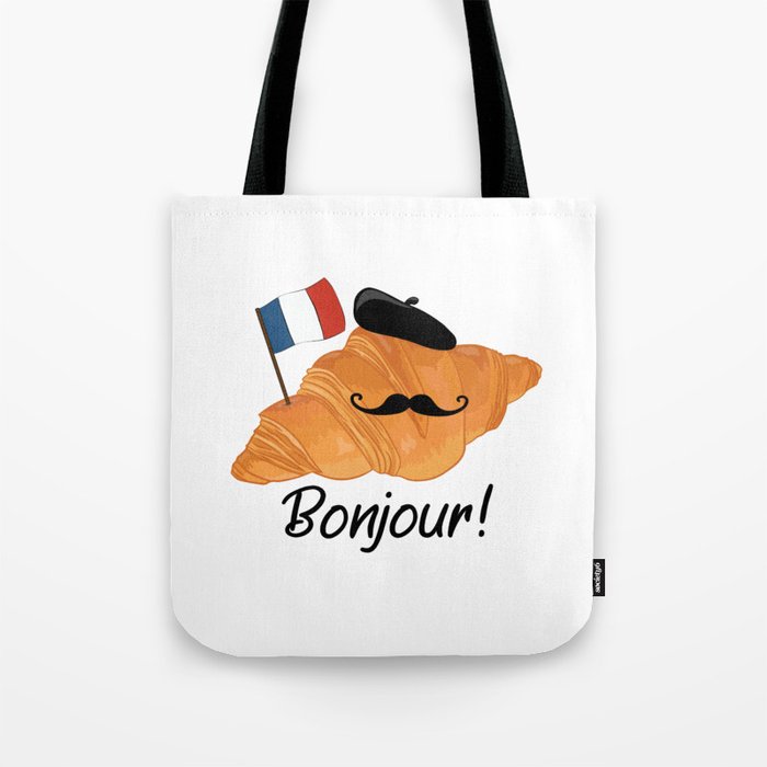 Bonjour French Croissant France Lover Tote Bag