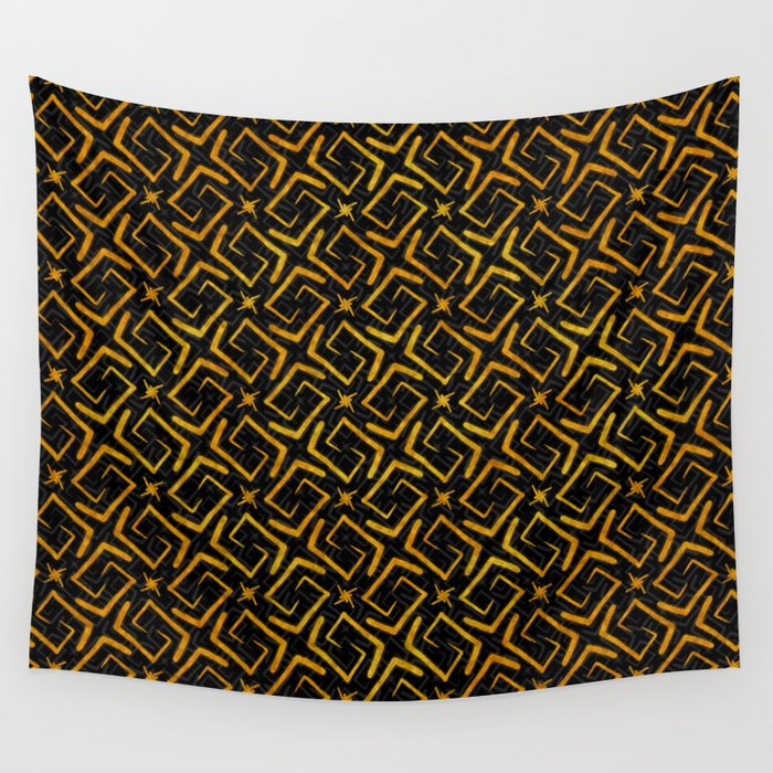 Atomic Age Gold and Black Wall Tapestry