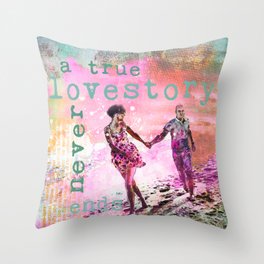 A True Love Story Never Ends Mixed Media Art Throw Pillow