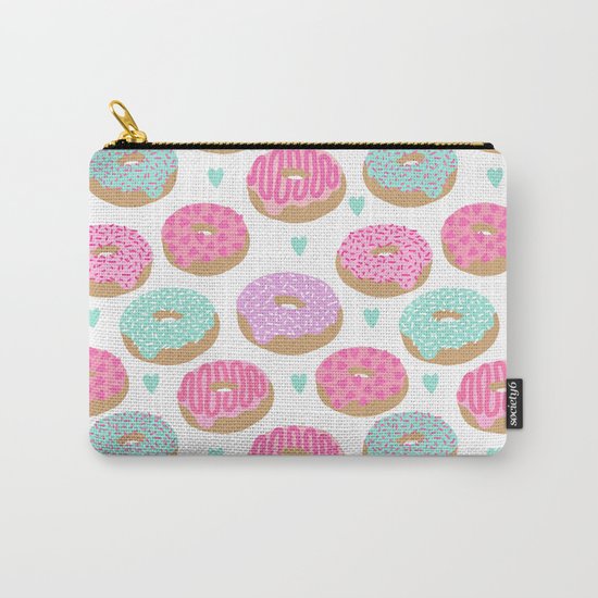 Donut hearts pastel colors love happy hipster foodie funny valentines day Carry-All Pouch