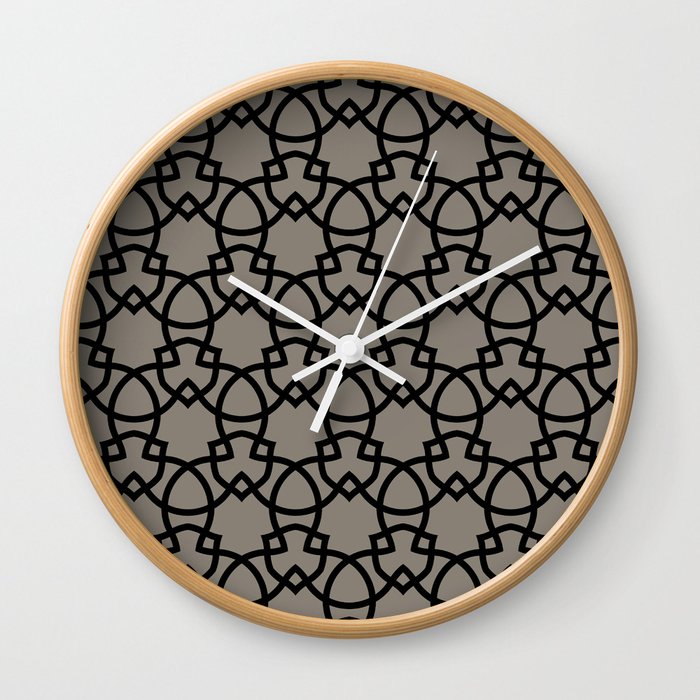 Black and Brown Tessellation Line Pattern 28 - 2022 Popular Colour Fireplace Mantel 0569 Wall Clock