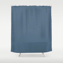 [ Thumbnail: Blue & Green Colored Stripes/Lines Pattern Shower Curtain ]
