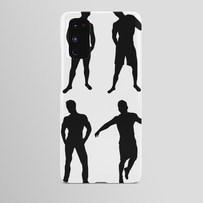 Set of 12 sexy men silhouettes on white background Android Case