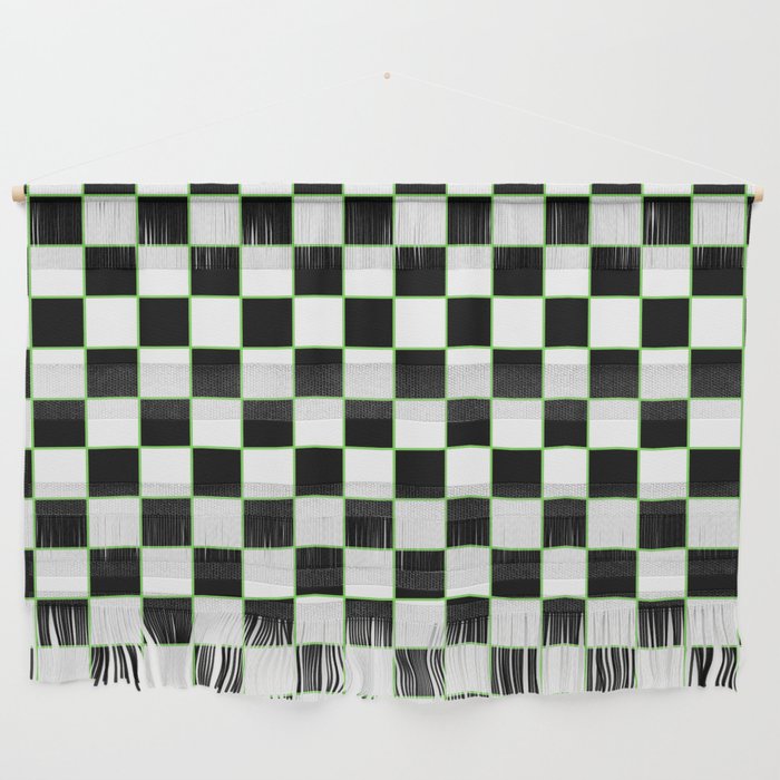 Checkered With Neon Green Wall Hanging