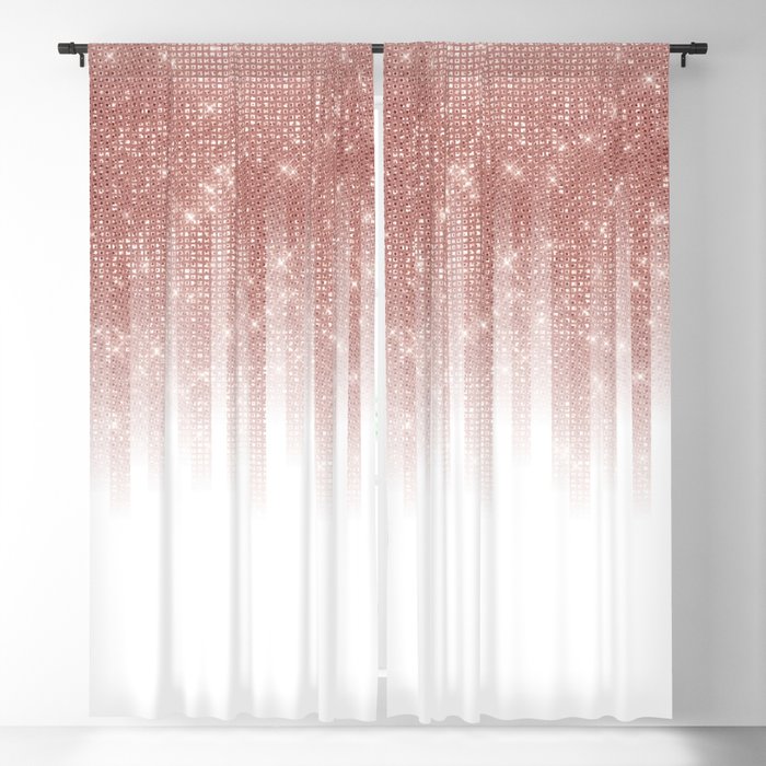 Girly Glamorous Rose Gold Glitter Striped Grant Blackout Curtain By La Femme Society6