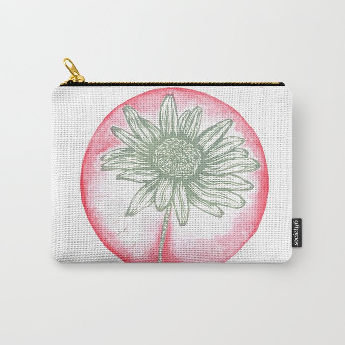 Daisy Birth Flower - April - Teal Carry-All Pouch