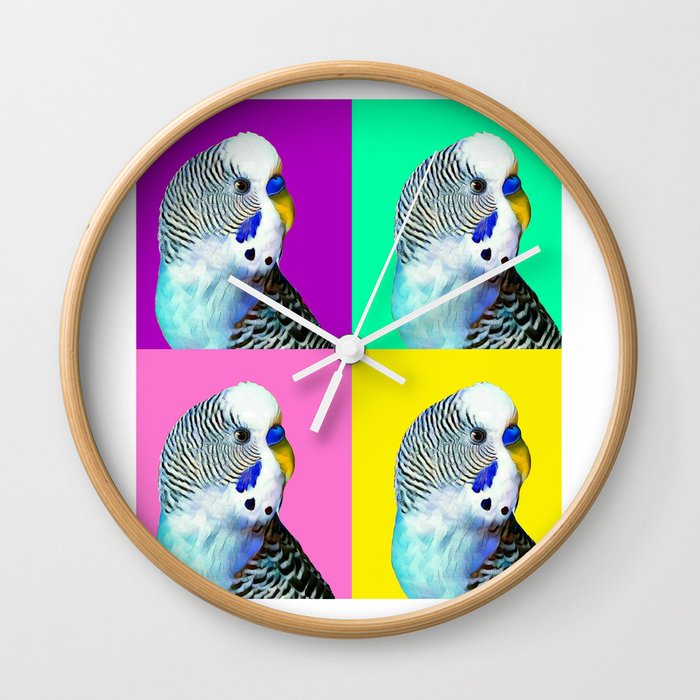 Blue Boy Budgie Bird Wall Clock