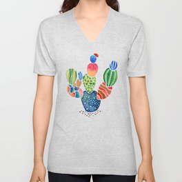 Colorful and abstract cactus V Neck T Shirt