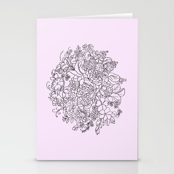 arrangement of flowers and leaves ( https://society6.com/totalflora/collection ) Stationery Cards