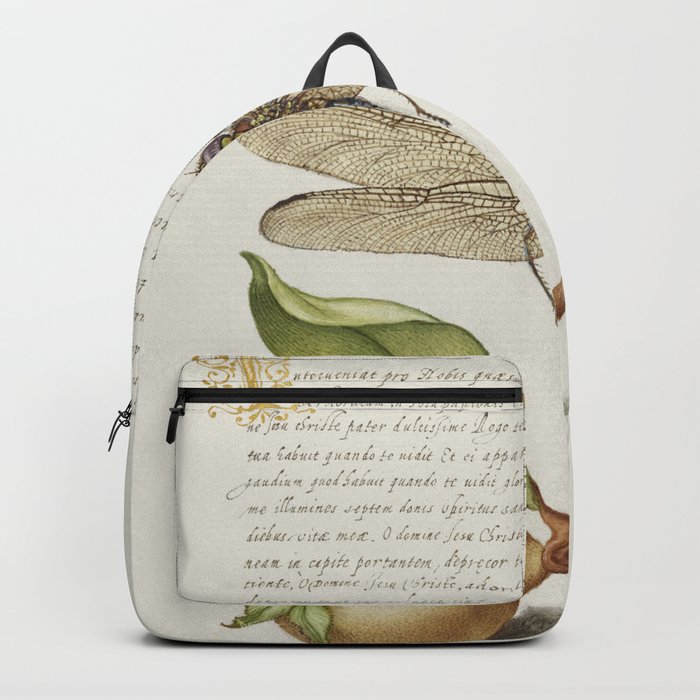 Calligraphic art with Dragonfly and fruit Backpack