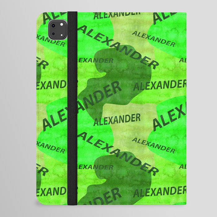 Alexander pattern in green colors and watercolor texture iPad Folio Case
