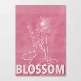 Woman blossoming flowers: Pink Canvas Print