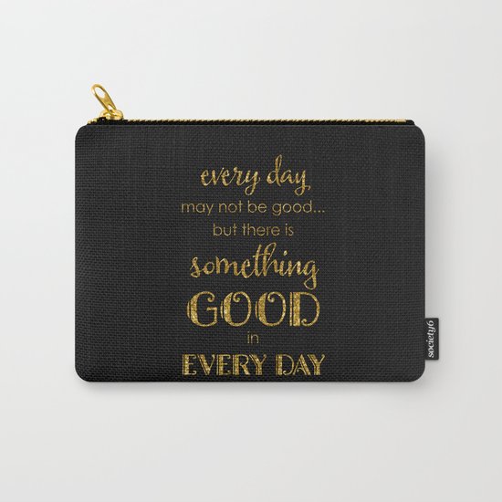 Every day- Gold glitter Typography on black backround Carry-All Pouch