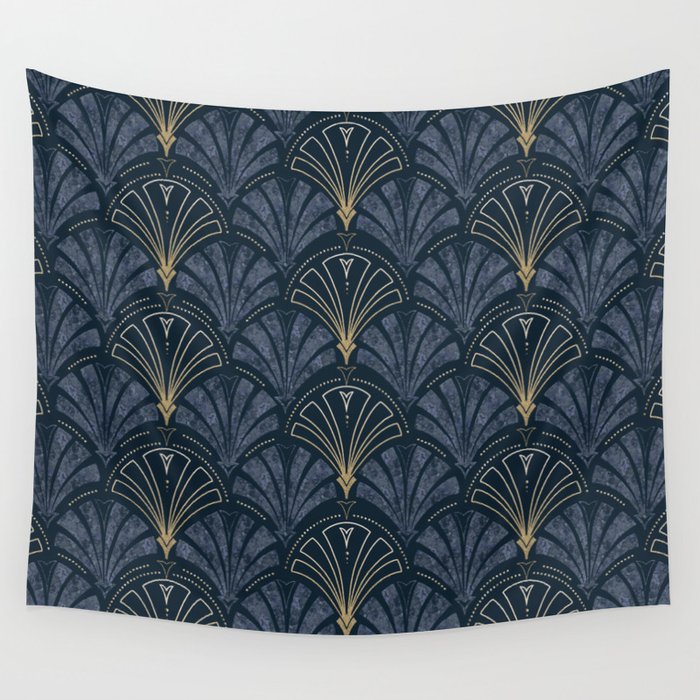 Golden Art Deco Great Gatsby Style Pattern Wall Tapestry
