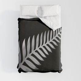 Silver Fern of New Zealand On Black Duvet Cover