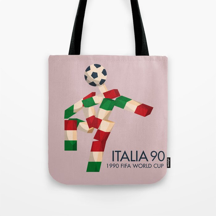 Vintage World Cup poster, Ciao, Italia 90 mascot, old football print Tote Bag