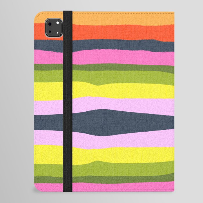 Cheerful 70’s Spring Stripes Retro Abstract iPad Folio Case
