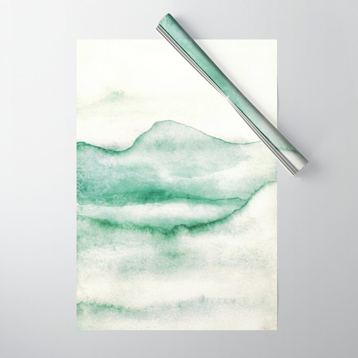 Serene Green Mountain Landscape Wrapping Paper