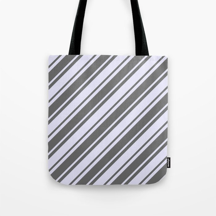 Dim Grey and Lavender Colored Lines Pattern Tote Bag