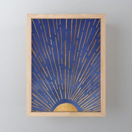 Twilight Blue and Metallic Gold Sunrise Framed Mini Art Print